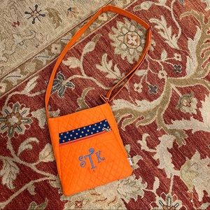 Crossbody purse orange sling bag zipper blue